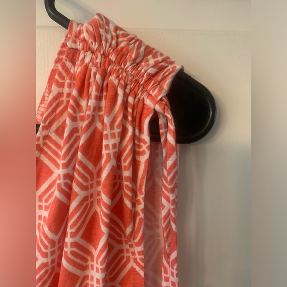 Banana Republic Dress Size M One Shoulder Asymmetrical Geometric‎ Summer coral - Picture 2 of 4